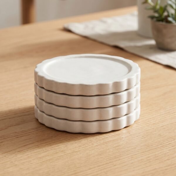 ghjfd Ceramic Coaster Set of 4 Heat Resistant Table Protection Durable Modern Design | wholeds