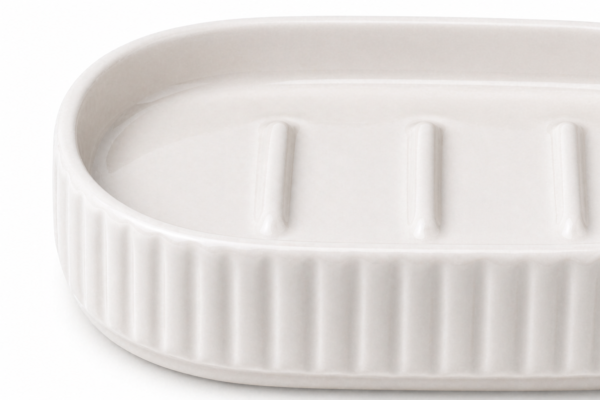Ceramic Soap Dish Tray Non-Slip Bathroom Accessory Durable Modern Design | wholeds