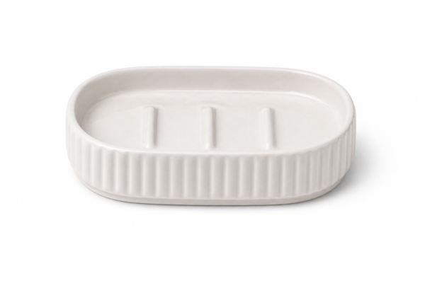 Ceramic Soap Dish Tray Non-Slip Bathroom Accessory Durable Modern Design | wholeds
