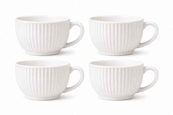 w5.1 Ceramic Tea Cup Set of 4 Elegant Handle Cups 200ml Durable Modern Design | wholeds