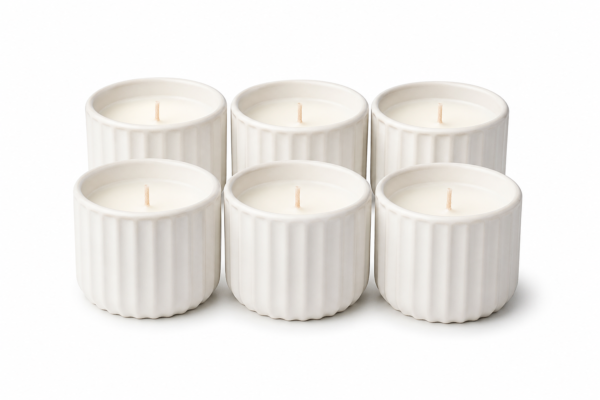 Ceramic Mini Candle Jar Set of 6 Bulk Gift Pack Decorative Home Scented Candles | wholeds