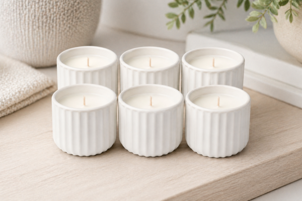 Ceramic Mini Candle Jar Set of 6 Bulk Gift Pack Decorative Home Scented Candles | wholeds
