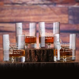 Jersey-llc “Love Knows No Color” Black Leader Quotes Crystal Whiskey Glass Set