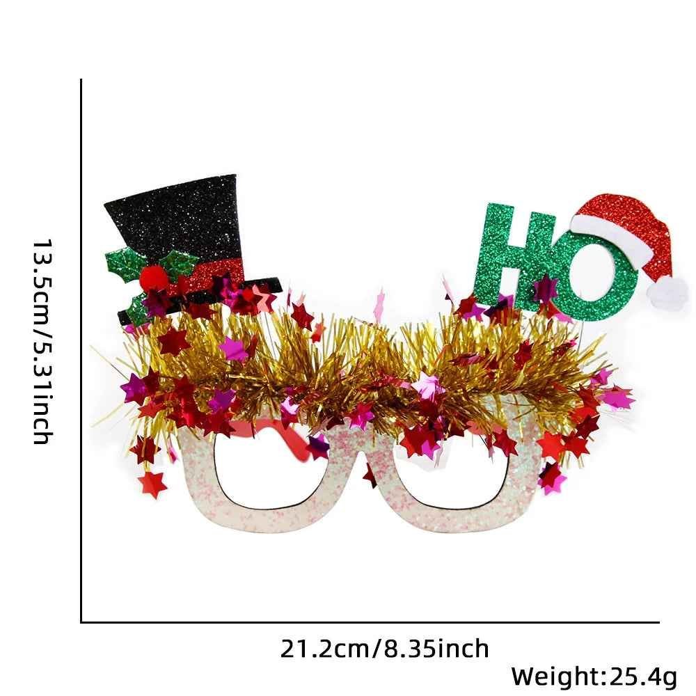 Christmas Party Glasses Novelty Glitter Frames Santa Reindeer Snowman Photo Props - Image 4